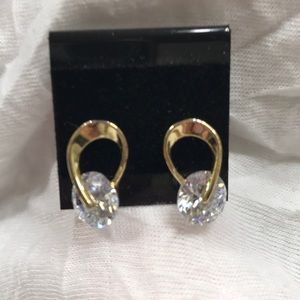 CZ Earrings 2 Carat TW Set in 14kt Yellow Gold